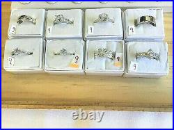 925 Sterling Silver Wholesale Lot 81 Rings -Rhodium Plated -Cubic Zirconia