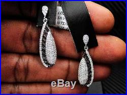 925 Sterling Silver Womens Fancy C. Z Drop Dangling Earring White Black Cubics