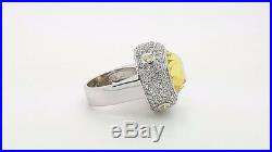925 Sterling Silver Yellow Cubic Zirconia Cz Large Round Ladies Cocktail Ring