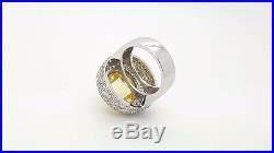 925 Sterling Silver Yellow Cubic Zirconia Cz Large Round Ladies Cocktail Ring