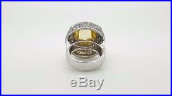 925 Sterling Silver Yellow Cubic Zirconia Cz Large Round Ladies Cocktail Ring