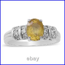 925 Sterling Silver Yellow Sapphire Cubic Zirconia CZ Ring Size 7 Ct 1.9 Gifts
