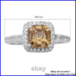 925 Sterling Silver Yellow White Cubic Zirconia CZ Halo Ring