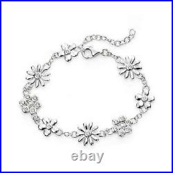 925 Sterling Silver and Cubic Zirconia Flower Bracelet