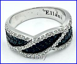 925 sterling silver Black/White Cubic Zirconia RING, Ellani brand
