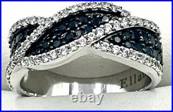 925 sterling silver Black/White Cubic Zirconia RING, Ellani brand