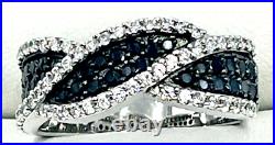 925 sterling silver Black/White Cubic Zirconia RING, Ellani brand