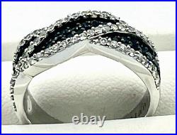 925 sterling silver Black/White Cubic Zirconia RING, Ellani brand
