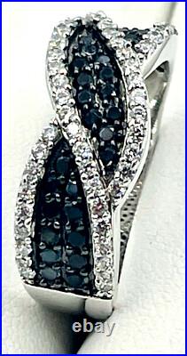 925 sterling silver Black/White Cubic Zirconia RING, Ellani brand