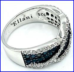 925 sterling silver Black/White Cubic Zirconia RING, Ellani brand