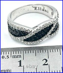 925 sterling silver Black/White Cubic Zirconia RING, Ellani brand