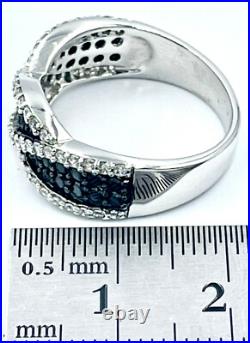 925 sterling silver Black/White Cubic Zirconia RING, Ellani brand