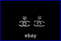 925 sterling silver chanel earrings With Cubic zirconia