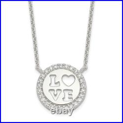 925 sterling silver cubic zirconia cz love necklace