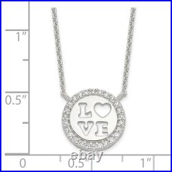 925 sterling silver cubic zirconia cz love necklace