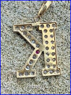 9K Solid Gold Letter K Hallmarks Cubic Zirconia's Sterling Silver Chain
