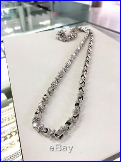 ALL WHITE 925 Sterling Silver Legoman Chain Gents Cubic Zirconia Stones