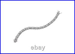 Absolute Sterling Silver Baguette & Round Cubic Zirconia Bracelet. 7-1/4