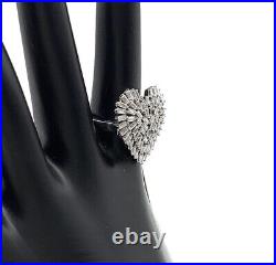 Absolute Sterling Silver Cubic Zirconia Baguette Heart-Shaped Ring. Size 6