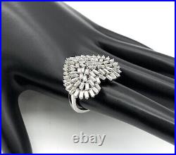 Absolute Sterling Silver Cubic Zirconia Baguette Heart-Shaped Ring. Size 6