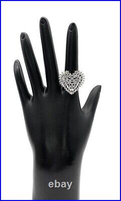 Absolute Sterling Silver Cubic Zirconia Baguette Heart-Shaped Ring. Size 6