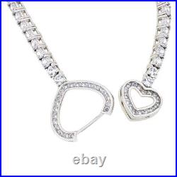 Absolute Sterling Silver Cubic Zirconia Heart Line Bracelet. 7-1/4