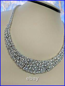 AbsoluteT Flawless 18 Sterling Silver Cubic Zirconia Tapered Bib Necklace