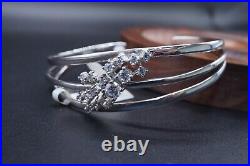 Adjustable 925 sterling silver bracelet with white Cubic Zirconia