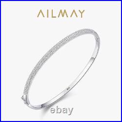 Ailmay Thin Paved Cubic Zirconia Sterling Silver Bracelet