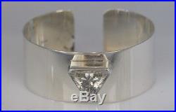 Amazing Sterling Silver Womens Cuff Bracelet With Cubic Zirconia Center Stone
