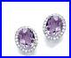 Amethyst & Cubic Zirconia Oval Stud Earrings Sterling Silver