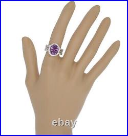 Amethyst Gemstone Oval Cubic Zirconia Intricate Cut-out Sterling Silver 925 Ring