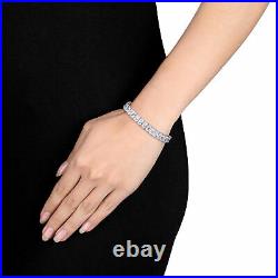 Amour Sterling Silver 50ct TGW Rectangular-Cut Cubic Zirconia Tennis Bracelet