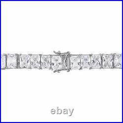 Amour Sterling Silver 50ct TGW Rectangular-Cut Cubic Zirconia Tennis Bracelet