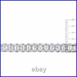 Amour Sterling Silver 50ct TGW Rectangular-Cut Cubic Zirconia Tennis Bracelet