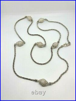 Angela by John Hardy 925 Silver 36 Long Cubic Zirconia Ball Station Necklace
