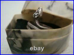 Antique USSR Rare Silver Ring 875 Beautiful Cubic Zirconia Snake Size 19