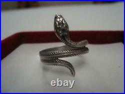 Antique USSR Rare Silver Ring 875 Beautiful Cubic Zirconia Snake Size 19
