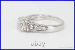 Art Deco Style Cubic Zirconia Sterling Silver Ring Size 8