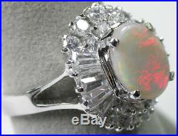Australian Opal Ballerina Ring Accented with Cubic Zirconia Sterling Silver