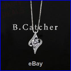 B. Catcher Women Necklace 925 Sterling Silver Necklace Cubic Zirconia Pendant, 18