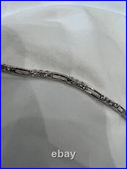 BEAUTIFUL 925 Sterling Silver Tanzanite & Cubic Zirconia Tennis Bracelet 7