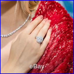 BERRICLE 925 Silver Oval Cubic Zirconia CZ Halo Engagement Ring Set 4.75 Carat