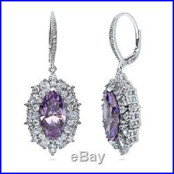 BERRICLE Sterling Silver Purple Marquise Cut Cubic Zirconia CZ Halo Fashion Set