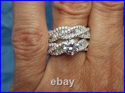 Baguette & Round Cubic Zirconia Sterling Silver Wedding & Engagement Ring Size 7