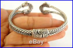 Balinese Ornate White Cubic Zirconia 925 Sterling Silver Cuff Bangle Bracelet