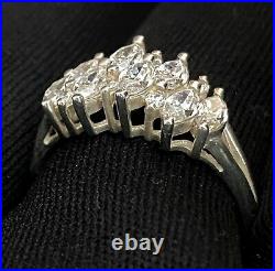 Beautiful Large Classy Estate Sterling Silver Cubic Zirconia Cocktail Ring Sz 11