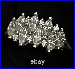 Beautiful Large Classy Estate Sterling Silver Cubic Zirconia Cocktail Ring Sz 11