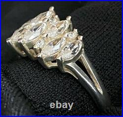 Beautiful Large Classy Estate Sterling Silver Cubic Zirconia Cocktail Ring Sz 11