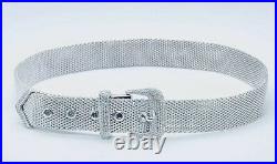 Beautiful Mesh Designed 925 Sterling Silver Choker With Cubic Zirconia Buckle